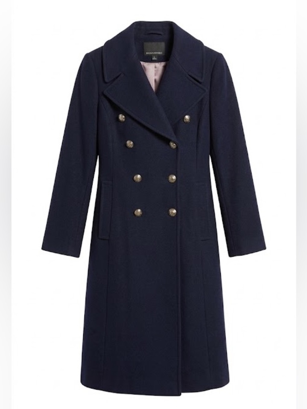 Banana Republic Italian Wool Long Military Double Breasted Trench Winter Coat M